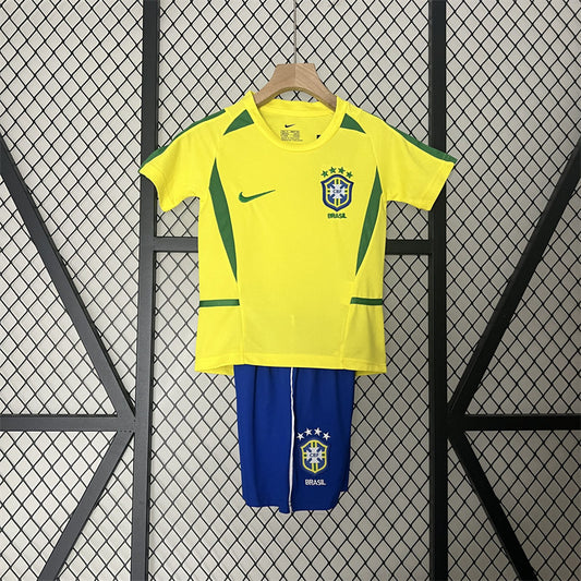 Brazil 2002 Home Retro Kids Jersey